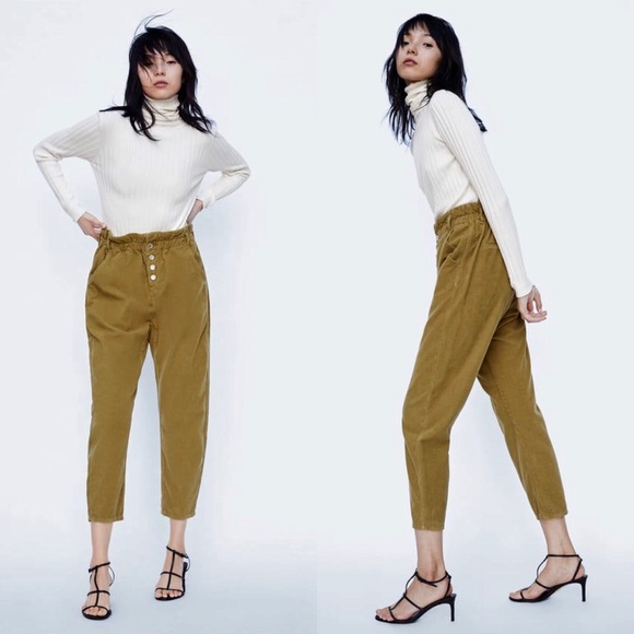 zara paperbag waist pants